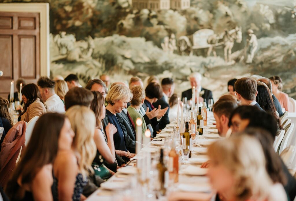 A table at a wedding reception.